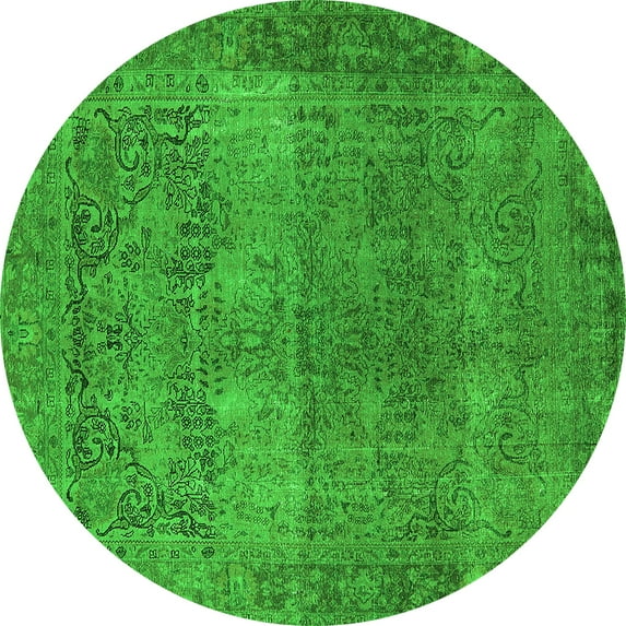 Ahgly Company Indoor Round Oriental Green Traditional Area Rugs, 5' Round
