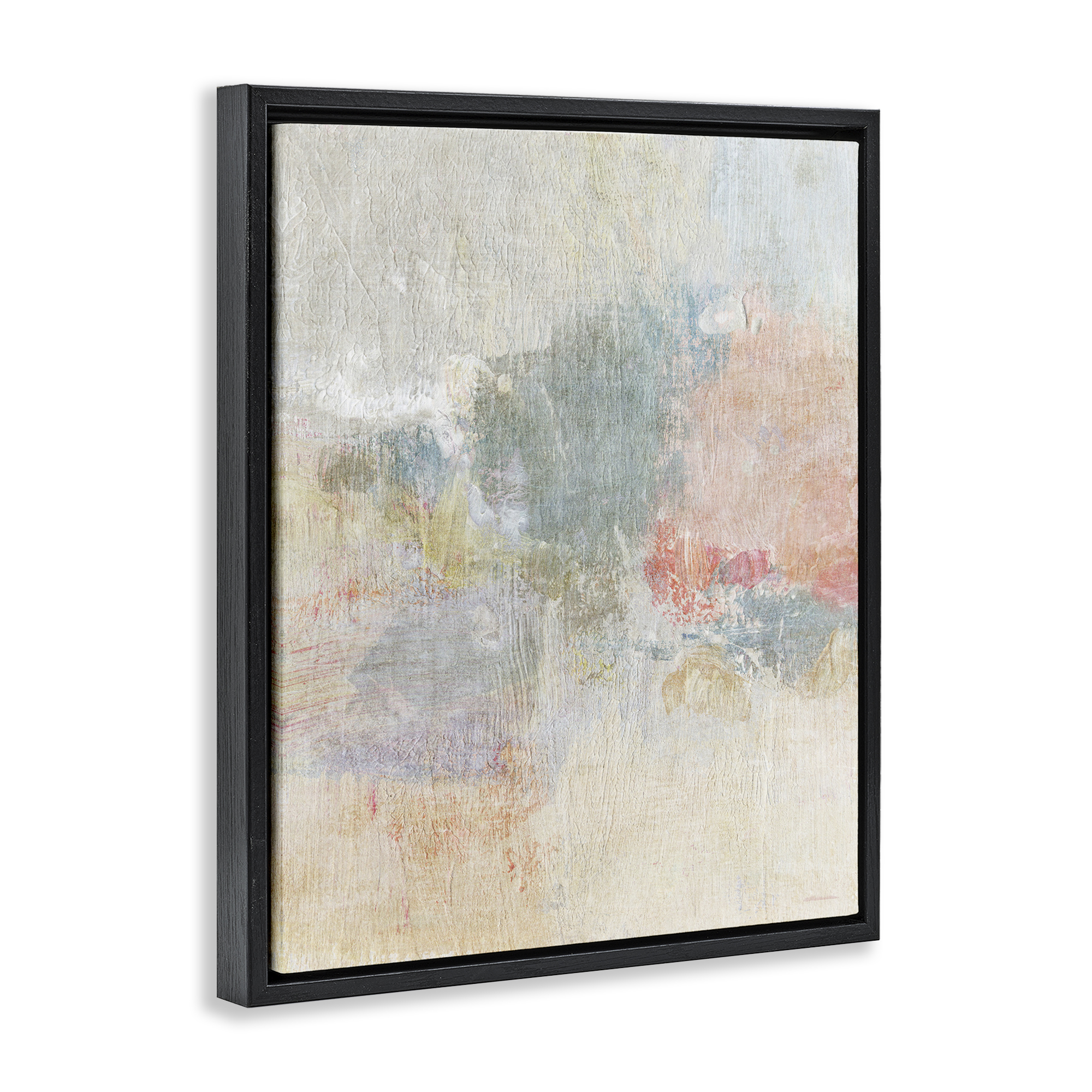 Stupell Industries Soft Ombre Abstraction Abstract Painting Black Floater Framed Canvas Art Print Wall Art, 25 x 31
