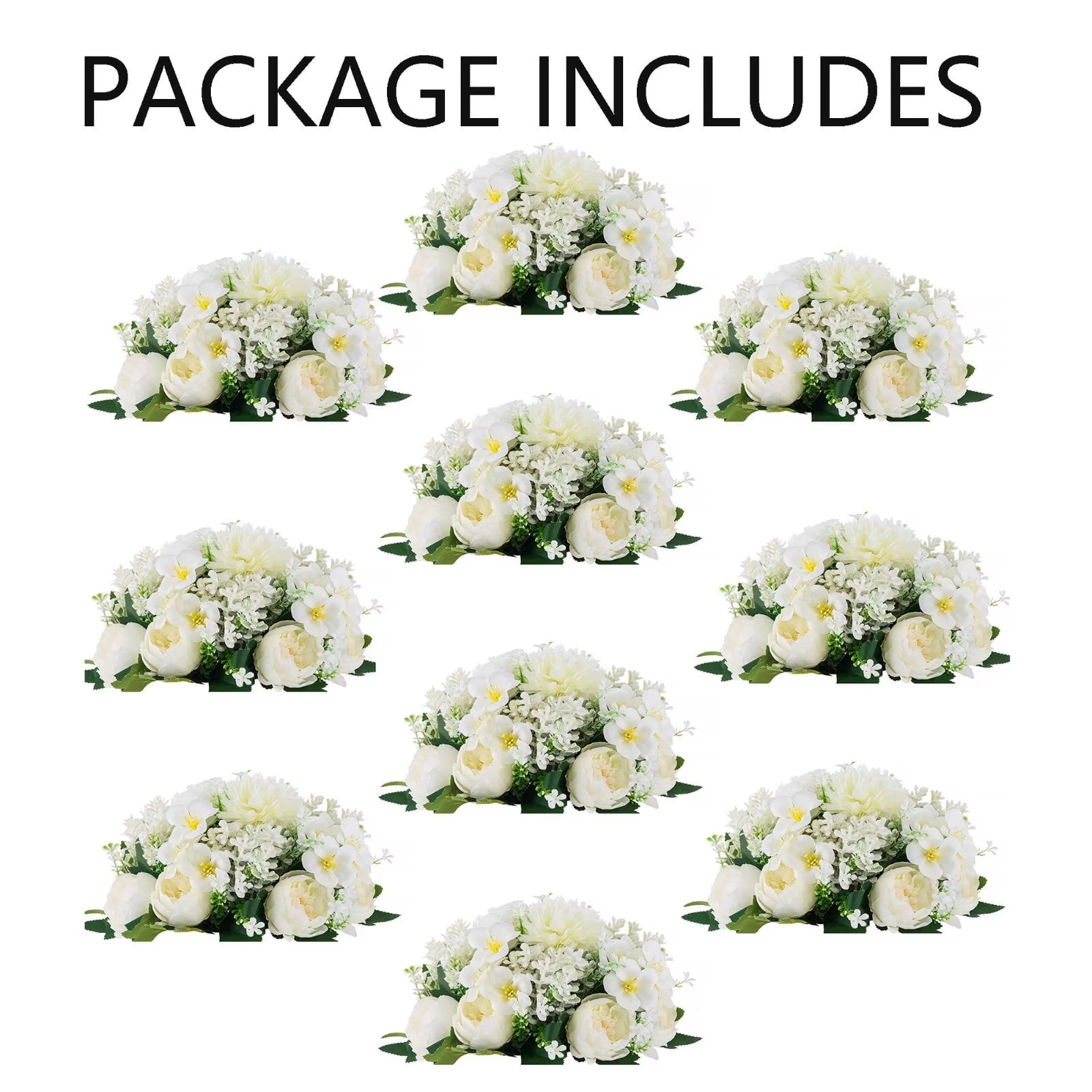 Fake Flowers Kissing Ball for Wedding Centerpieces Set of 10 White Artificial Flower Arrangements