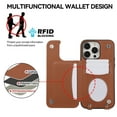 thumbnail image 4 of Dteck Crossbody Strap Wallet Case for iPhone 15 Pro,Magnetic Leather Card Slots Pocket Case Shockproof Ring Holder Stand Cover with Shoulder Strap,Brown, 4 of 8