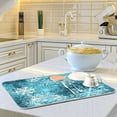 thumbnail image 6 of Christmas Dish Drying Mat Teal Blue White Snowflake Absorbent Dishes Drainer Pad 16 x 18 Inch, 6 of 7