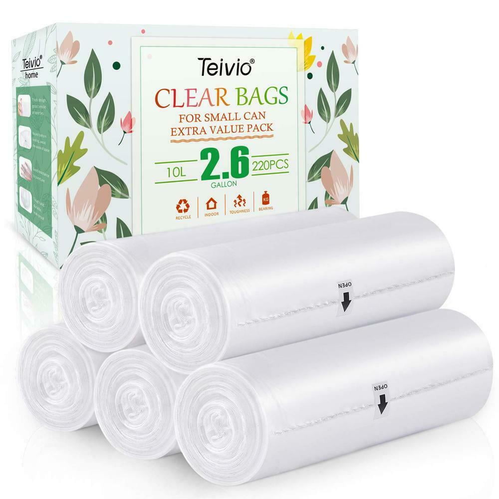 2.6 Gallon 220 Counts Strong Trash Bags Garbage by Teivio, Bin Gal