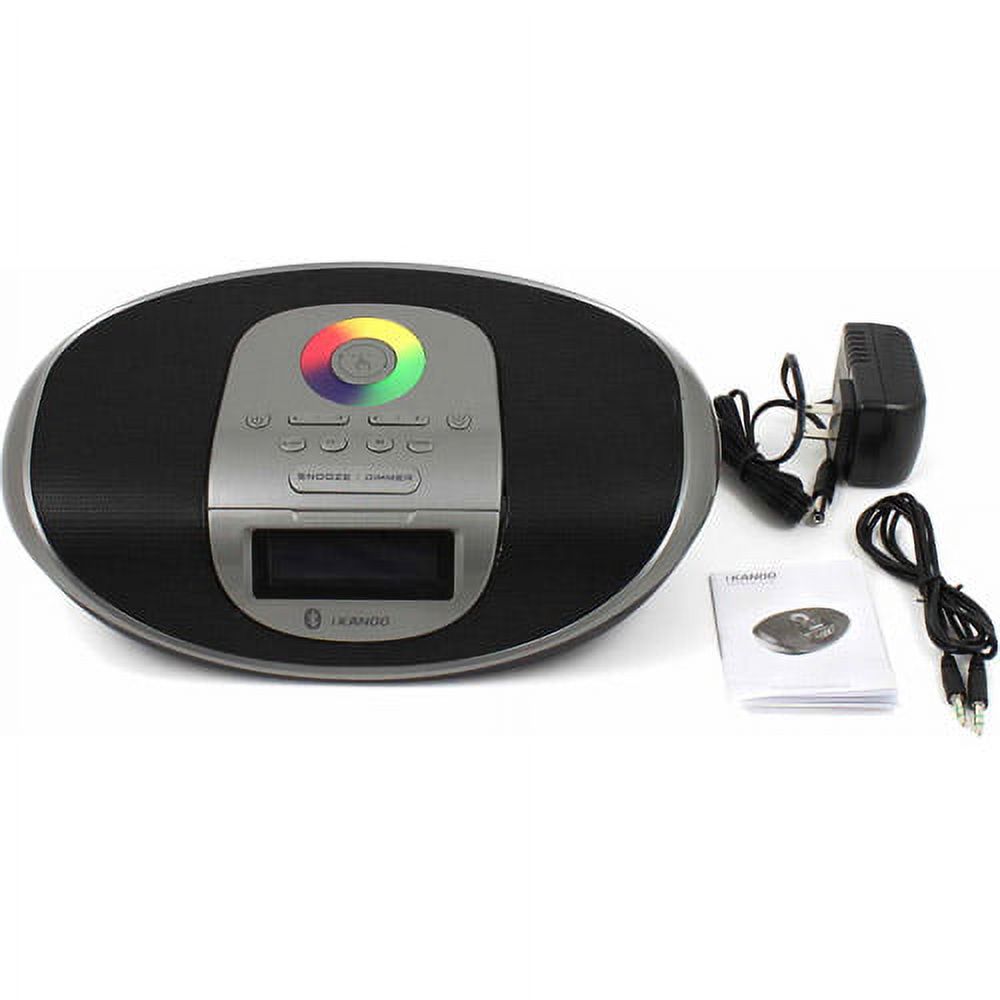 iKanoo BT009 Home Radio Alarm Clock Bluetooth Speaker for Smart Phone/iPod, Silver