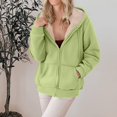 thumbnail image 4 of Dwralegc Fleece Jacket Women Hooded Fleece Sherpa Hoodie Thermal Long Sleeve Sweatshirt Thick Fall Winter Hoodies with Pockets Green 2XL, 4 of 4