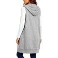 thumbnail image 4 of Diufon Womens Long Zip Up Hoodies Sleeveless Drawstring Hooded Sweatshirt Jackets Fall Winter Warm Waistcoat with Pockets, 4 of 8