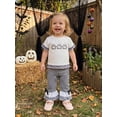 thumbnail image 5 of BemeyourBBs Toddler Baby Girls Halloween Thanksgiving Outfits Infant Baby Girl Summer Fall Clothes Cute Pumpkin Embroidery Ruffled Short Sleeve T Shirt Tops and Flared Pants Set, 5 of 9