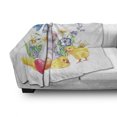 thumbnail image 3 of Bunny Soft Flannel Fleece Blanket, Painting Silhouettes of Chicken Colored Eggs and Butterflies Flowers and Spring Theme, Cozy Plush for Indoor and Outdoor Use, 70" x 90", Multicolor, by Ambesonne, 3 of 6