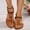 Brown, variant on Women Bohemian Flat Sandals, Elastic Ankle Strap with Decorative Floral Ornament, Casual Summer Walking Beach Sandals