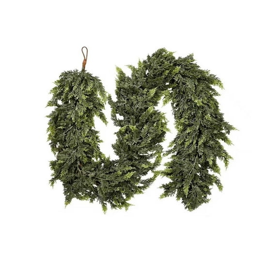 9ft Real Touch Cedar Garland Artificial Realistic Christmas Greenery Pine Garland with 225 Cedar Branches for Mantle, Fireplace, Table, Stairs, Doorframe, Window, Outdoor Indoor Xmas Decor