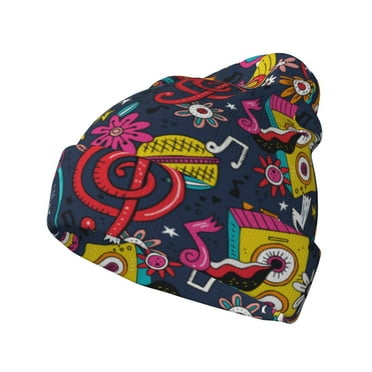 Easygdp Rock Music Winter Beanie for Men Women Beanie Knit Hat Cuffed Cap Beanie Knit Chunky Snow Cap