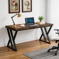 thumbnail image 4 of 55 Inch Heavy Duty Writing Computer Desk Modern Simple Home Office Desk With Z-Shaped Metal Leg Study Workstation (Rustic Brown), 4 of 8