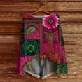 thumbnail image 3 of Women's Lightweight Sweater Casual Long Sleeve Knitted Vintage Floral Print Pullover for Fall and Winter, Cozy and Stylish, Ideal for Casual Wear,Hot Pink,Size 2XL, 3 of 5