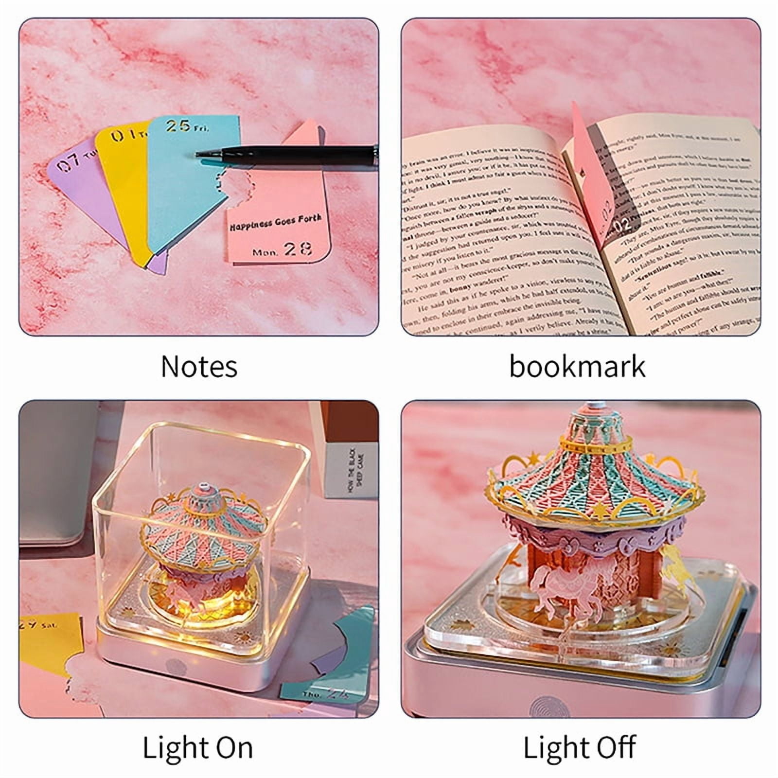 Time Piece Calendar 2026 Desk Calendar With LED Light 3D Tear-away Calendar Paper Carving Art Pad Notepad Gift Christmas