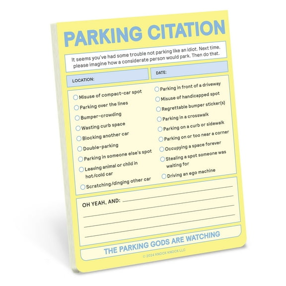 Knock Knock Pastel Parking Citation Nifty Notepad