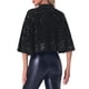 thumbnail image 3 of Chaquetas de lentejuelas INSPIRE CHIC para mujeres, capa de terciopelo, boleros brillantes, talla XL, negro, 3 of 6