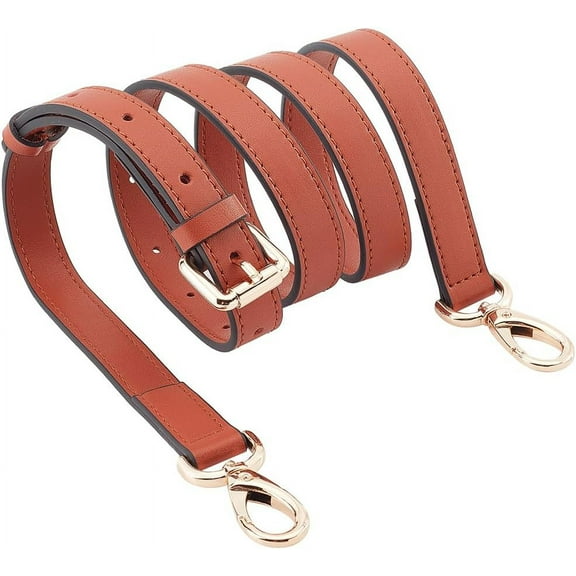 Genuine Leather Crossbody Strap for Purse 42~51 Inch Adjustable Leather Replacement Strap Handles Purse Handle Handbag Straps with Golden Buckles for DIY Crochet Bag Shoulder Bags Brown