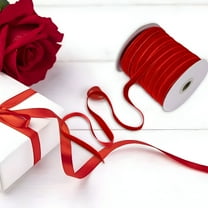 AUQ 50 Yards Velvet Ribbon 1/2Inch Wide Single Face Velvet Ribbon Roll with Spool for Gift Wrapping Decoration Party Wedding Arts Crafts (Red)