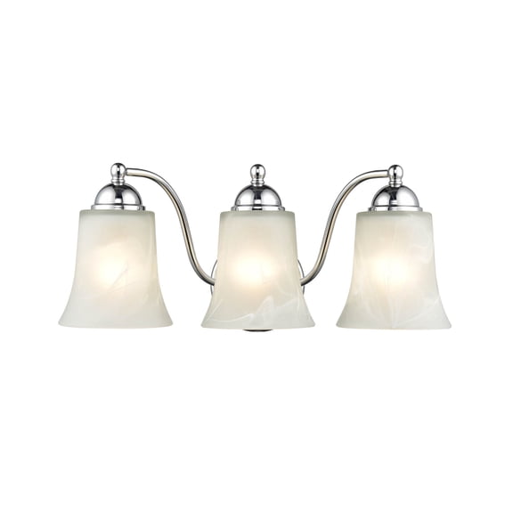 Millennium Lighting Metal 3 Light Bathroom Vanity Fixture with Faux Alabaster Shades Chrome Chrome Polished