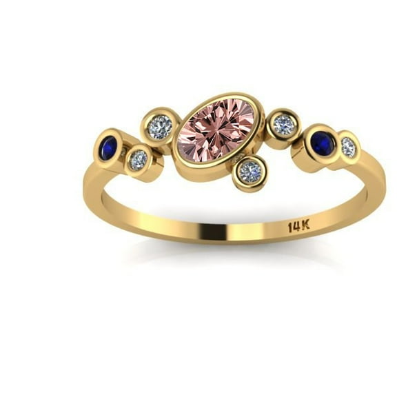 1.25 Carat Sapphire and White Diamond Gemstone Ring in 10k Yellow Gold