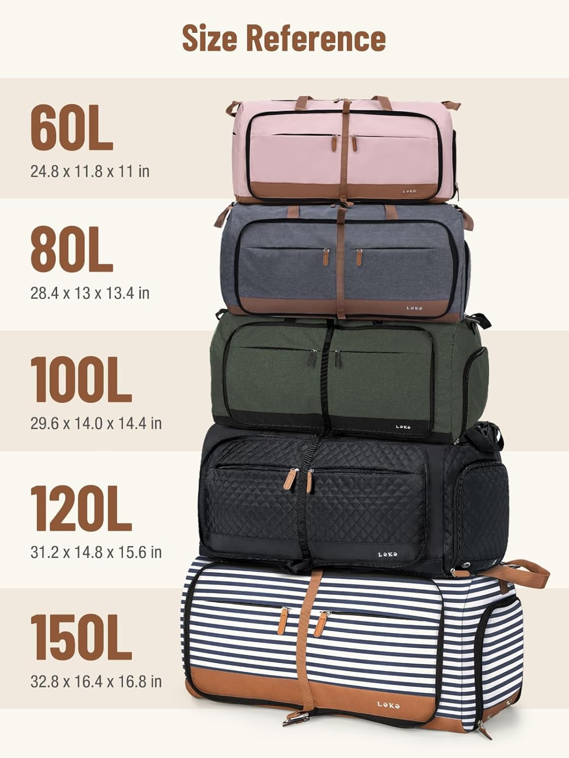 80L Large Foldable Travel Duffle Bag for Women - Separate Shoe Compartment, Carry On Weekend/Overnight/Hospital Bag with Straps (Blue Stripes)