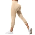 thumbnail image 2 of Women's Soft Capri Leggings 3/4 Length Stretch Yoga Pants Slim Titted Trousers for Workout Running Casual Daily Wear Beige 2XL, 2 of 5