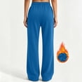thumbnail image 5 of Women's Fleece Sweatpants High Waist with Pockets Side Split Elastic Waist Casual Pants, Blue-S, 5 of 9