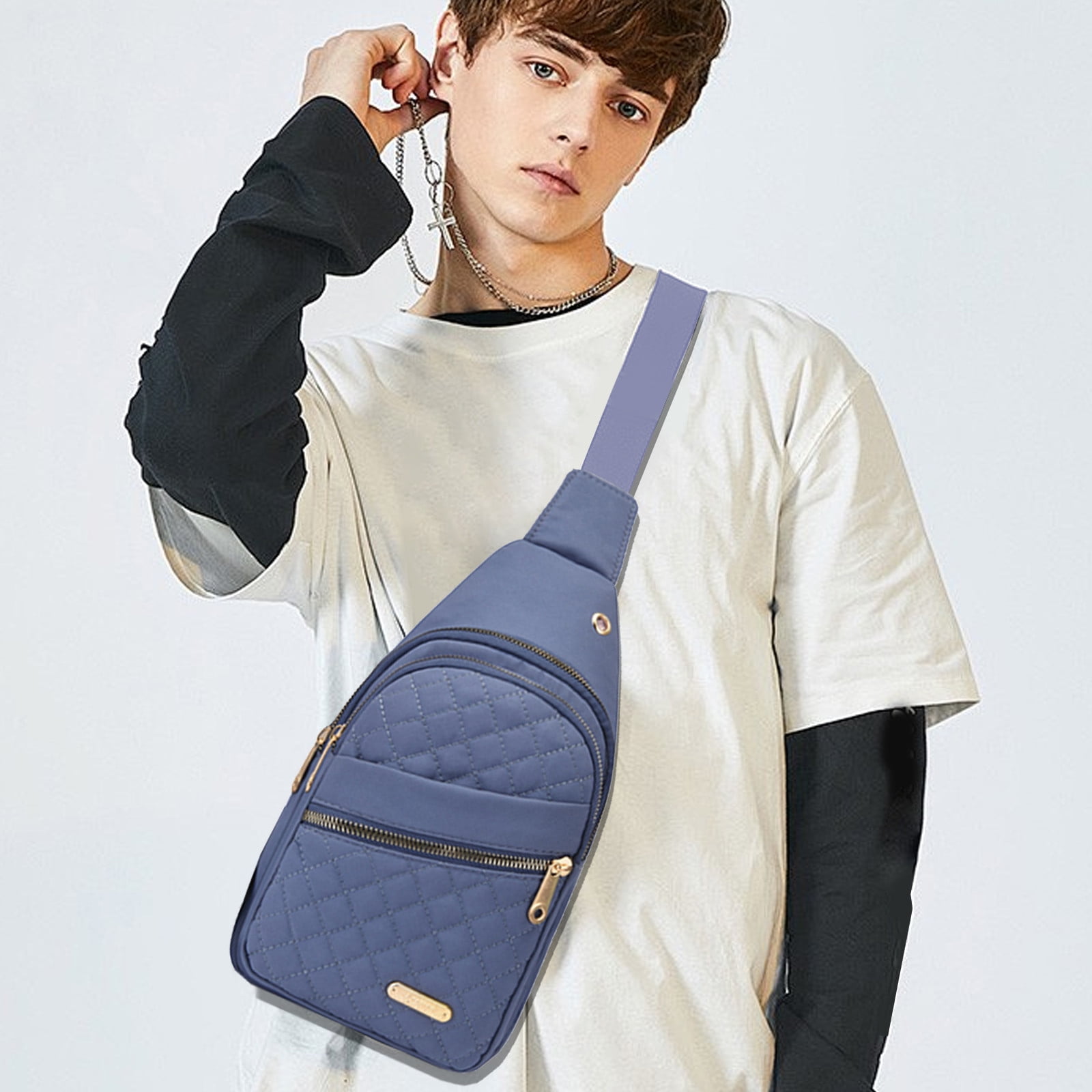 Fashionable Embroidery Diamond Shoulder Crossbody Bag Large Capacity Watertight Backpack With Data Hole