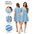 thumbnail image 6 of ValueVibe Nightgowns for Women Crew Neck Sleepshirt Short Sleeve Sleepwear Henley Button House Dress with Pockets, Blue S, 6 of 7