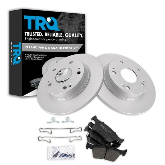 TRQ Rear Brake Pad & Rotor Kit Brake Pads Brake Rotor Ceramic Premium G-Coated Fits Select 2016-2022 Honda Civic