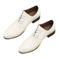 thumbnail image 2 of Qarigey 1 par de zapatos de cuero PU para hombre, reemplazo lavable elegante portátil, Color sólido brillante, zapatos de vestir para citas Calzado Blanco Talla 42, 2 of 6