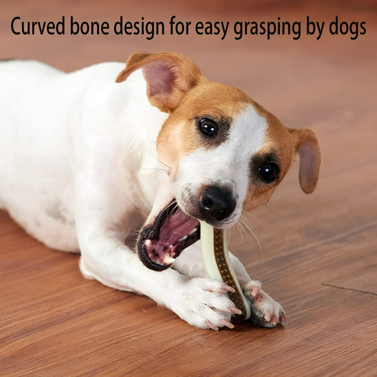3 Pack Dog Bone Chew Toys For Aggressive Chewers - Real Beef Flavor, Durable Nylon, For Large/Medium/Small Dogs