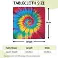 thumbnail image 2 of Colorful Tie Dye Mandala Pattern Square Fitted Tablecloth with Elastic Edge,Square Table Cover,Washable Elastic Table Cover for Home Kitchen Party Decor 34"x34", 2 of 6