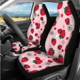 thumbnail image 2 of Jeiento Pink Strawberry 14 PCS Car Seat Cover Set Steering Wheel Cover Seat Belt Strap Pads Cup Coasters Armrest Cover Pad Headrest Covers Key Ring Cute Automobile Accessory Decor, 2 of 7