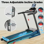 3.0HP Folding Treadmill with 9% Incline, Dual Bluetooth Speakers, App Sync, Wide Belt, Heart Rate Monitor – Home Gym Running Machine/Treadmill