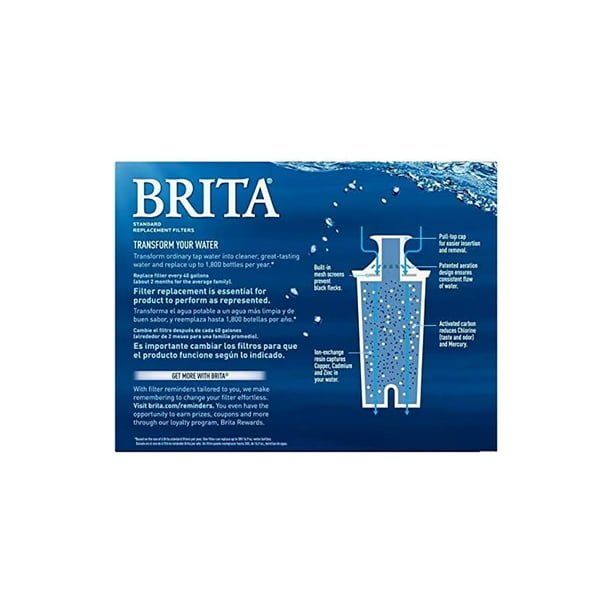 Brita Pack de 3 Filtres de Pichet Standard pour Filtre de Remplacement de Pichet