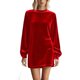 thumbnail image 3 of TaTaai Women Casual Velvet Long Sleeve Solid Color Dress Round Neck V Neck Soft Comfortable Mid Calf Length Dress for Party Wedding Spring Summer Outfits Gift, 3 of 7