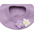 thumbnail image 4 of Baby Beret Hat Toddler Girls Winter Warm Knit Beanie French Artist Bonnet Cap with Cute Flower Accent, 4 of 7