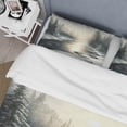 thumbnail image 4 of Designart "Sunlight Dance on Snow Forest River I" Landscape Lake Bedding Covert Set - Lake Grey Landscapes Bed Set With 2 Shams, 4 of 6