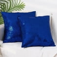 thumbnail image 2 of Unique Bargains Sequin Throw Pillow Covers 2 Glitter Decorative Pillow Cases Cushion Cover Dark Blue 18" x 18", 2 of 6
