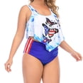 thumbnail image 6 of Womens Swimsuits Plus Size Split Two Piece Print Sexy Sling Bikini Beachwear Set #9 Blue, 6 of 6