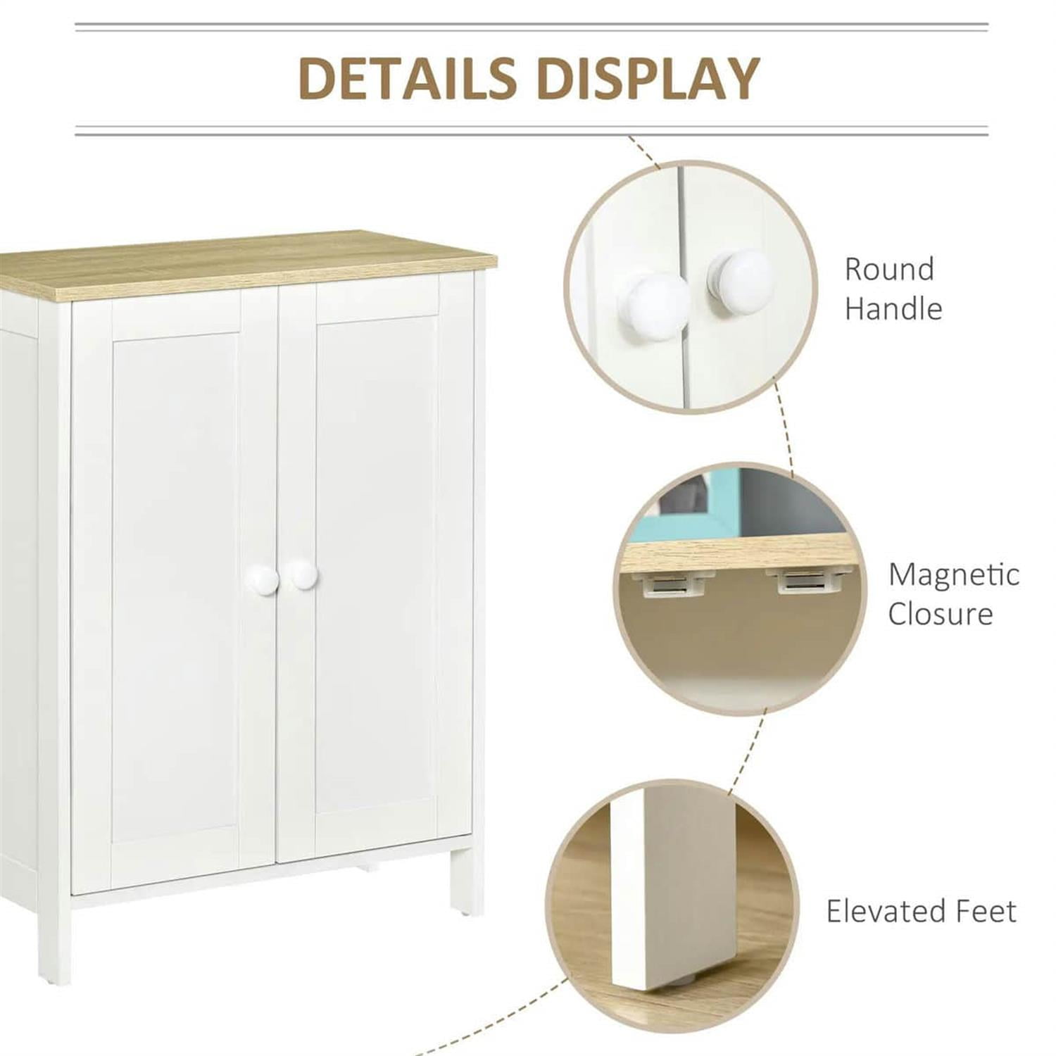 Demi Bonn 31" Storage Cabinet, Dual Door Cupboard with 2 Adjustable Shelves, Living Room, Bedroom, Hallway, Space-Saving Storage, White