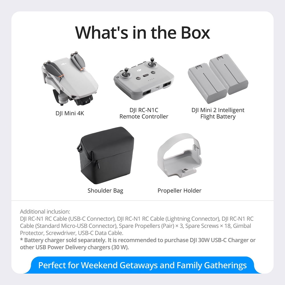 DJI Mini 4K Camera Drone Combo with Camera for Adults, Under 249 g, 3-Axis Gimbal Stabilization, 10km Video Transmission, 62-Min Flight With Case and Extra Battery Bundle with Deco Gear Accessories