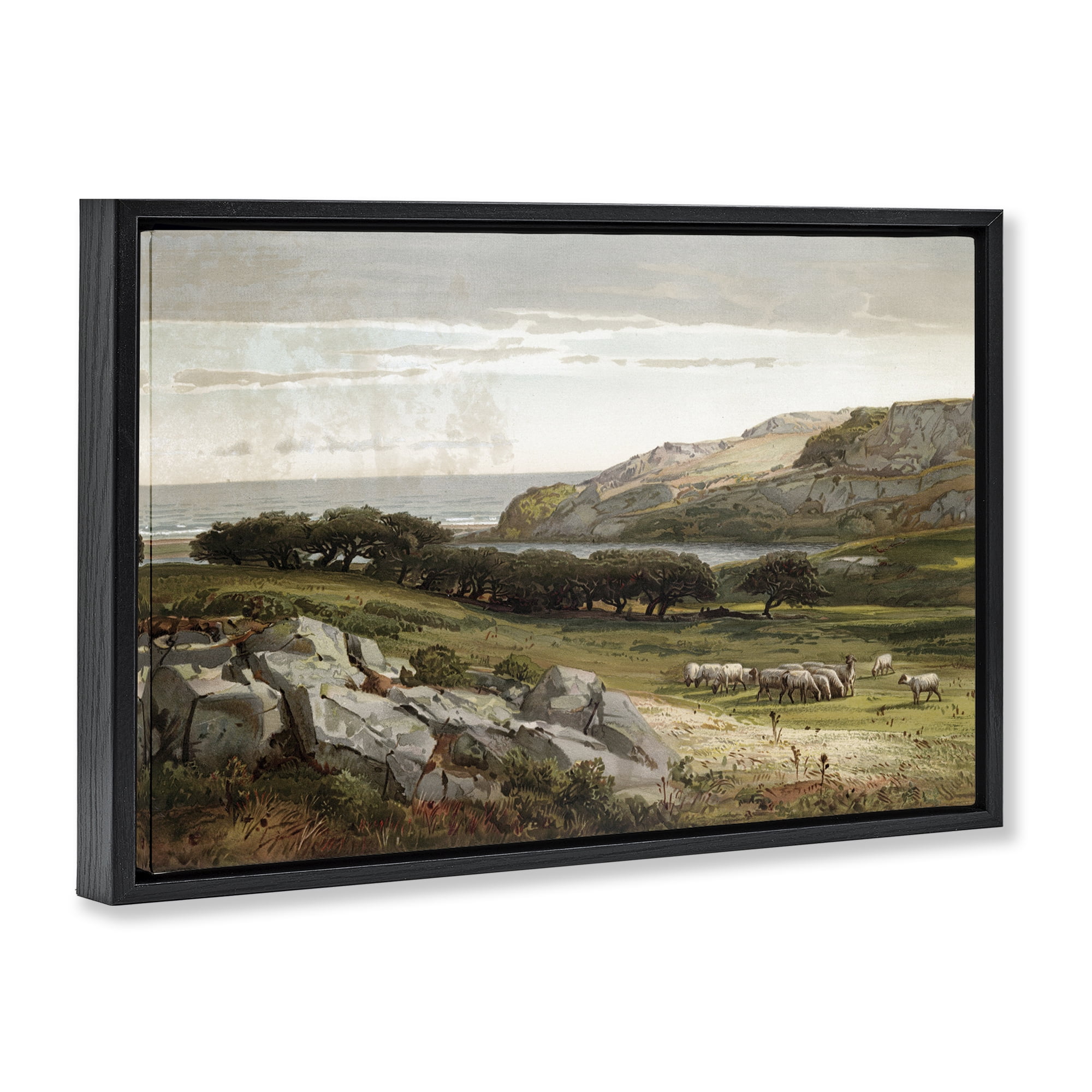 Stupell Industries Sheep in Passionate Landscape Black Framed Floater Canvas Wall Art, design by Lula Bijoux & co.