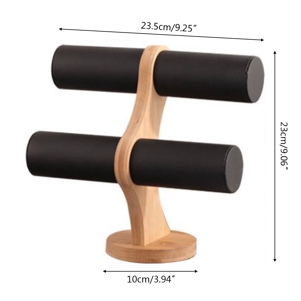 ✪ Table Top Wooden Holder Display T Bar Stand Bracelets Rack Jewelry Display Tower Holder Watch Storage Bangle Organizer