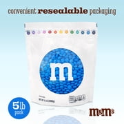 M&M'S World Blue Milk Chocolate Candy 5lb Bag for Celebrations and Party Favors