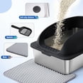 thumbnail image 5 of EDX Stainless Steel Cat Litter Box with Lid, XL Extra Large Cat Litter Box for Big Cats, High Wall Sides, Never Absorbs Odors, Anti-Urine Leakage, Easy Cleaning, Scoop and Mat Included, Black, 5 of 8