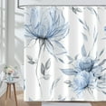 thumbnail image 7 of Blue Grey Watercolor Floral Shower Curtain, Flower Leaves Minimalist Aesthetic Art for Bathroom Decor, Waterproof Polyester with 12 Hooks,72x72 in, 7 of 7