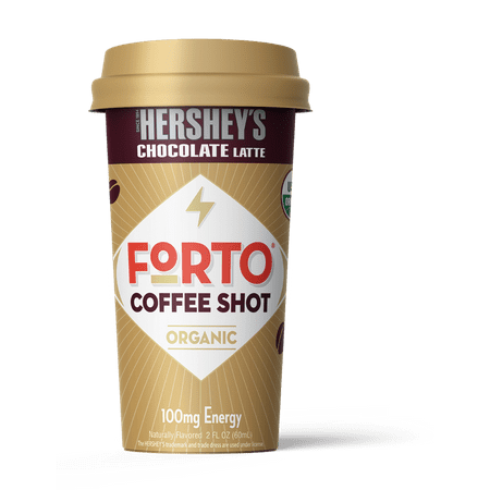 FORTO Coffee Shots: 100mg Energy, Hershey’s Chocolate – Real Organic Coffee - Ready-to-Drink 2oz Cold Brew Double Shot with Milk, High Caffeine, Instant Natural