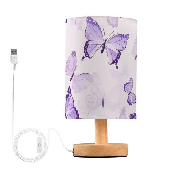 Purple Butterflies Flying Table Lamp with USB Port LED Warm Light Lamp Night Light Home Decor