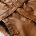 thumbnail image 5 of Abrigos de chaqueta delgada con cuello levantado de cuero artificial sólido de longitud media para hombres Pompotops  oipoqjl13702, 5 of 5